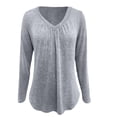 thumbnail image 4 of HLKJKLS Long Sleeve Shirts For Women V Neck Short Long Sleeve Casual Soft Solid Basic Tee Polyester Spandex Cotton Multicolor S-Xxl, 4 of 4