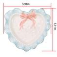 thumbnail image 3 of Ceramic Heart Shaped Dessert Plate Wavy Lace Plate For Kitchen Decoration (Blue), 3 of 7