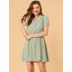 thumbnail image 2 of Vestido Camisero de Manga Corta Allegra K Estampado Floral Verde L, 2 of 6