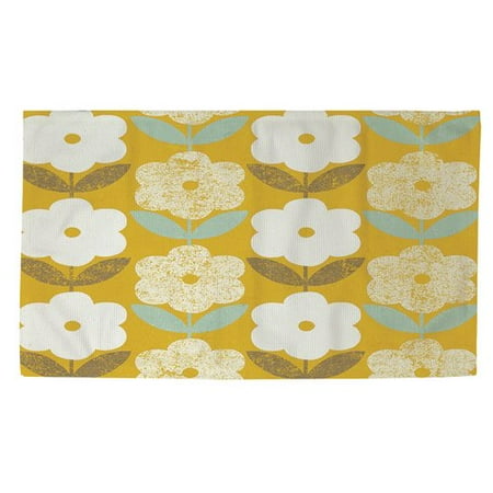 Manual Woodworkers & Weavers Jar of Sunshine Vintage Blossoms Yellow/White Area Rug