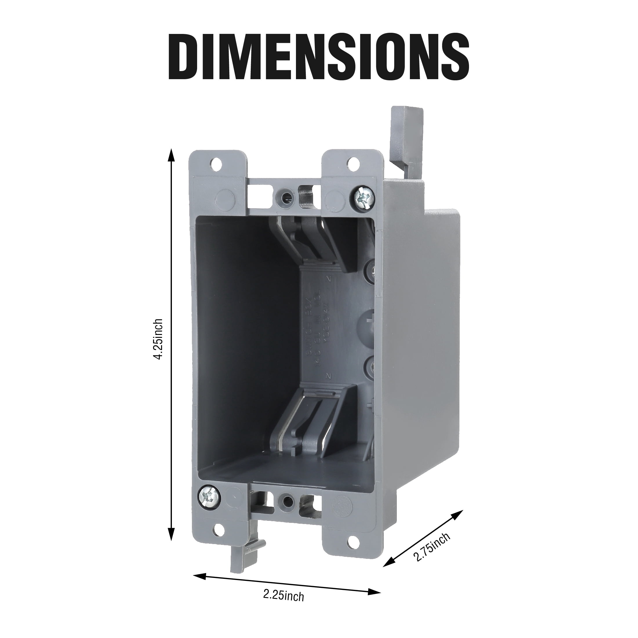 Hyper Tough PVC One-gang Box Receptacle Switch/Outlet Electrical Box TD35071Z, 4.25 in X 2.75 in X 2.25 in