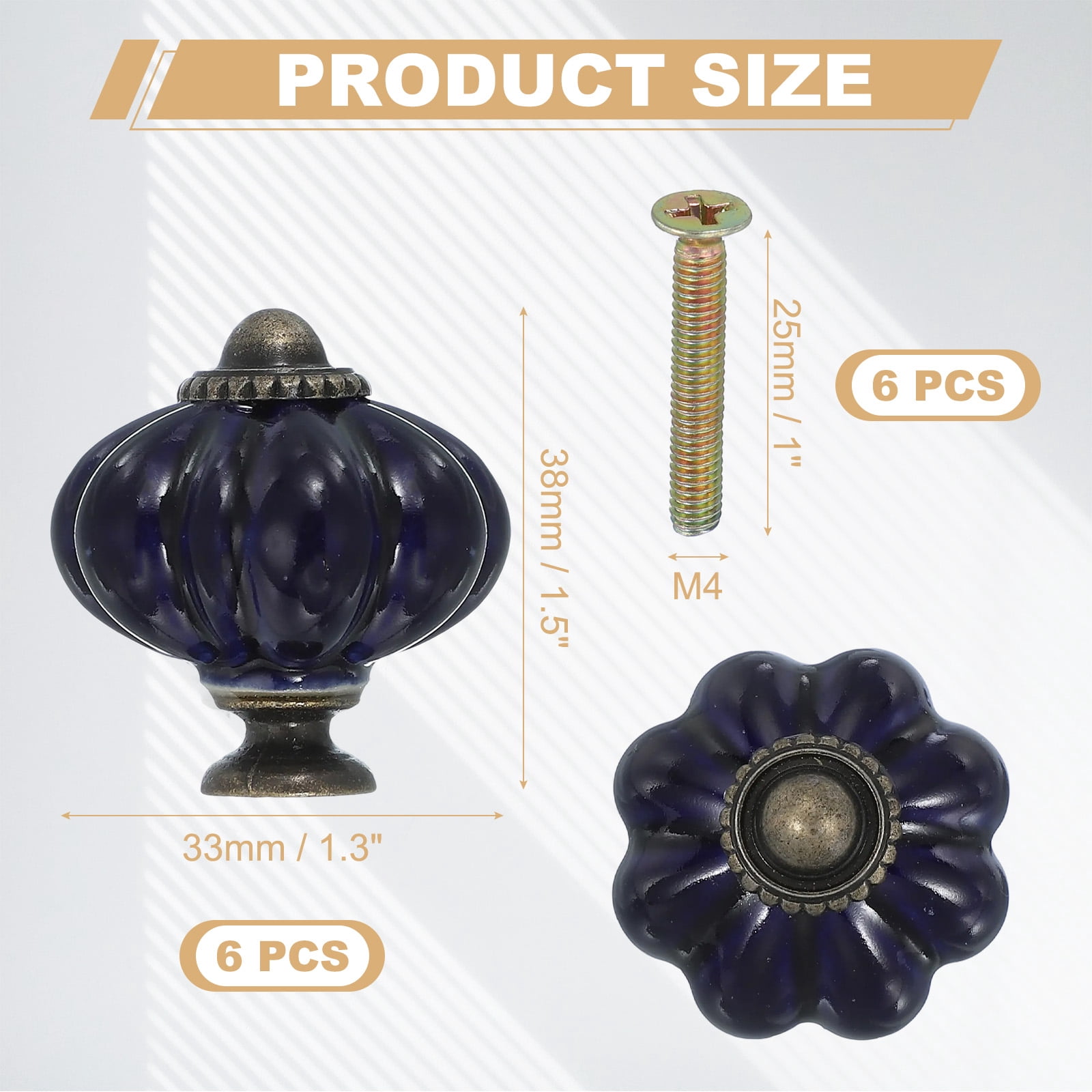 Unique Bargains Stylish Decorative Pumpkin Ceramic Cabinet Drawer Knobs Blue