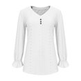 thumbnail image 4 of SHTXOZHI V Neck Blouses for Women Long Sleeve Solid Color Fall Shirt Hollow Out Fashion Tops, 4 of 6