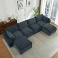thumbnail image 6 of MAYEERTY Corduroy Oversized Sectional Sofa, Cloud Convertible U-Shape Couch with Ottoman for Apartment, Dark Gray, 6 of 6