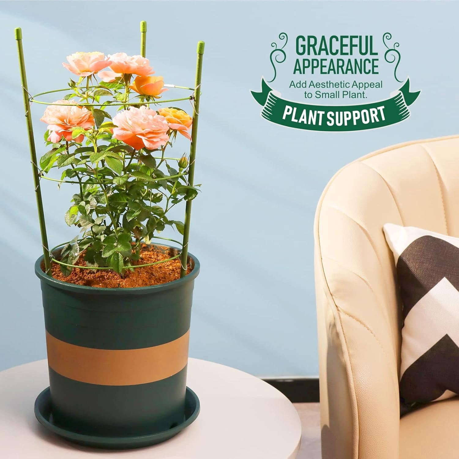 2 Pack Plant Support Cage Rust Resistant Garden Ring Stake Plant Support for Tomato, Trellis, Climbing Plant, Flower, Small Plant Cages for Small Plants,17.7" H