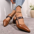 thumbnail image 2 of Slingback Heels for Women Pointed Toe Sandals Fashion Buckle Strap Summer Dress Shoes Block Heel Pumps Shoes Brown Size 8, 2 of 7