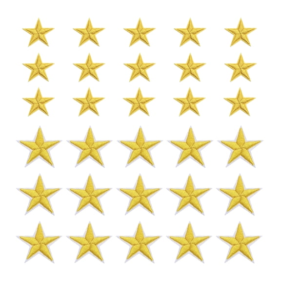 Uxcell Star Iron on Patches Embroidered Sew Patches 2.9/4.1x2.9/3.9cm Appliques Garment Embellishments for Clothing Repair Backpack Decoration Yellow Pack of 30