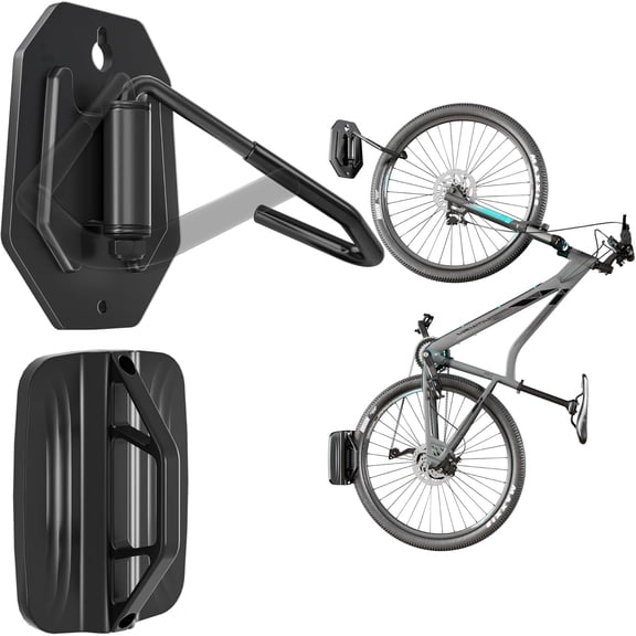 Bike Wall Mount Hook, Heavy Duty Swivel Bicycle Wall Hanger for Garage Storage, Holds up to 66 lbs, Adjustable Angle