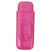 Cigar Case Holder Soft Leather Portable Wear Resistant Vintage Cigar Humidor for Birthday Pink QINAN