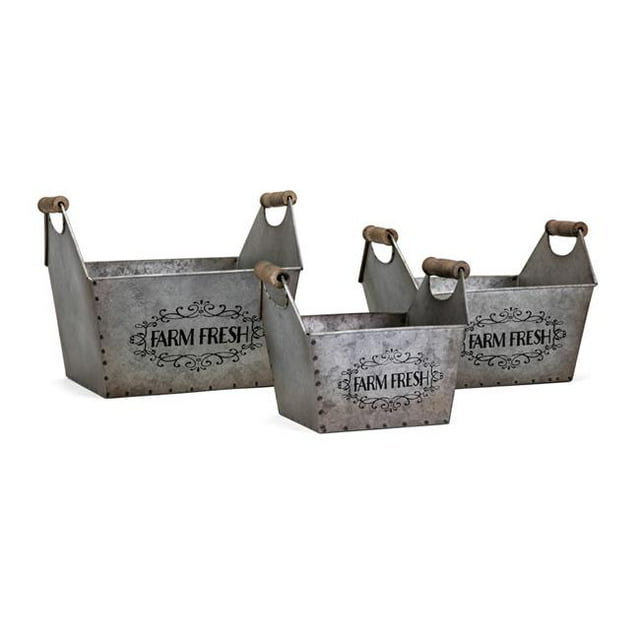 IMAX 16291-3 Baxter Galvanized Bins, Gray - Set of 3