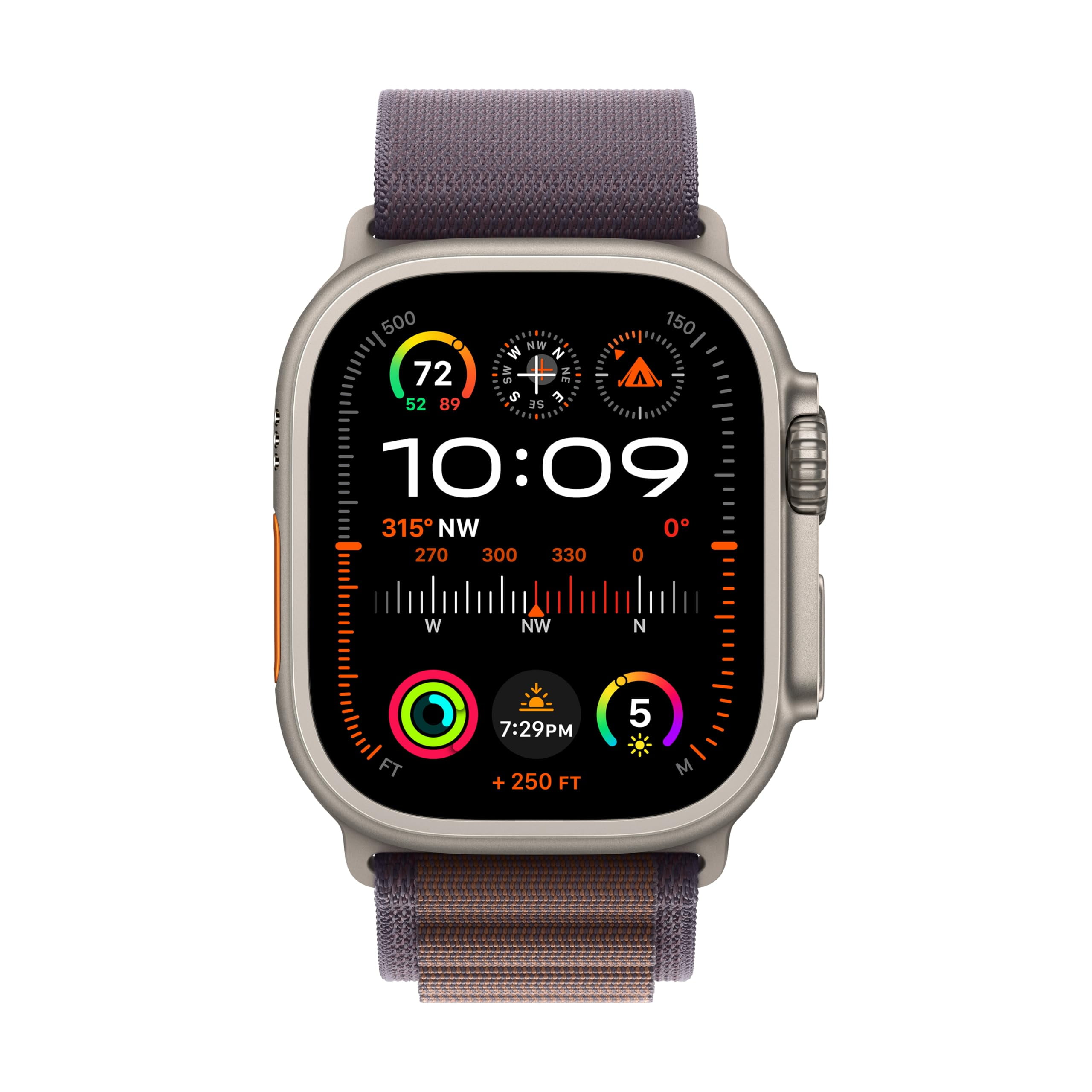 Apple Watch Ultra 2 49 mm titanium smart watch with Alpine Loop textile indigo band size M 64 GB LTE Wi Fi Bluetooth UWB 4G