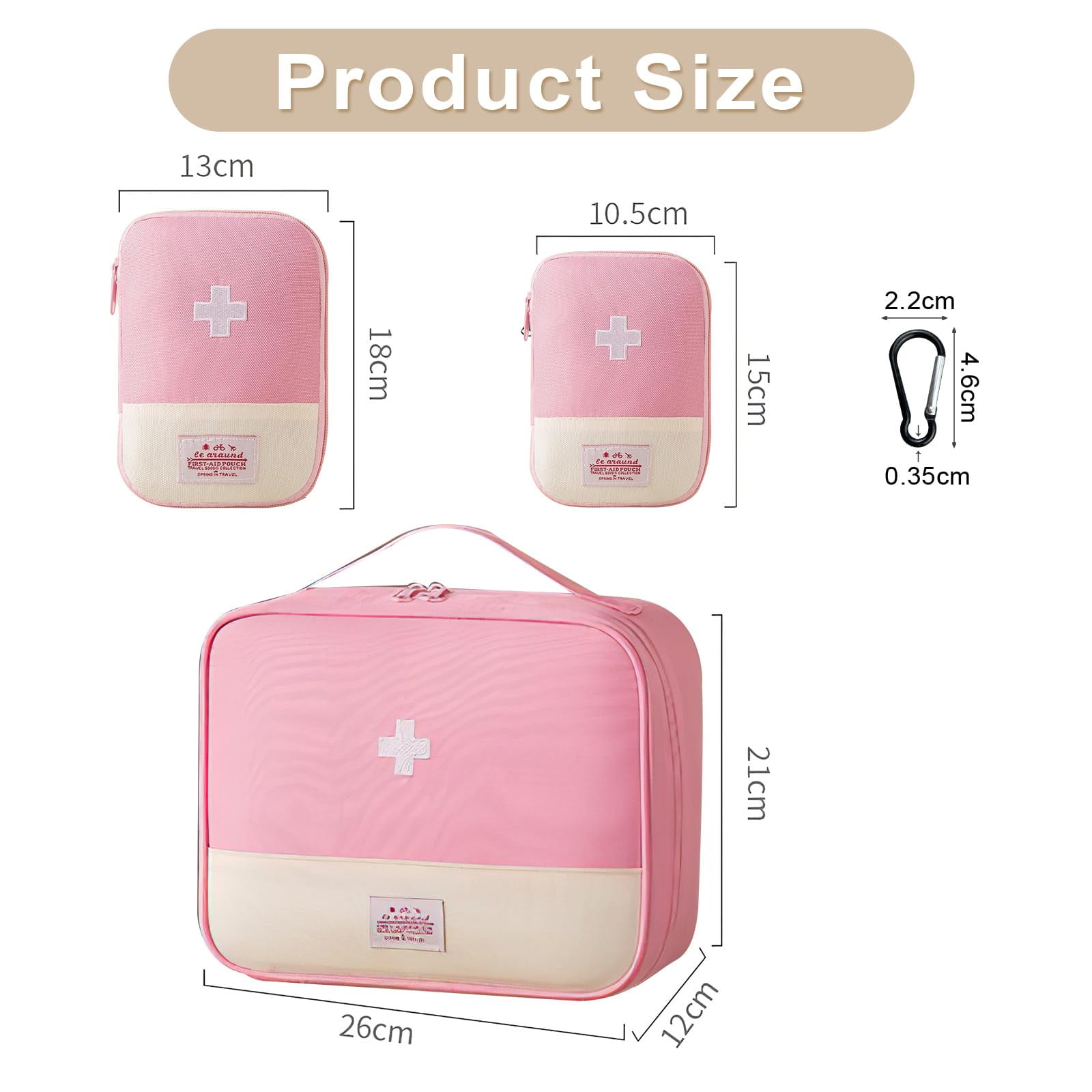GIRACOA 3-Piece Travel First Aid Kit Bags, Portable Medical Storage Organizer for Camping, Hiking, Home, and Emergency Use