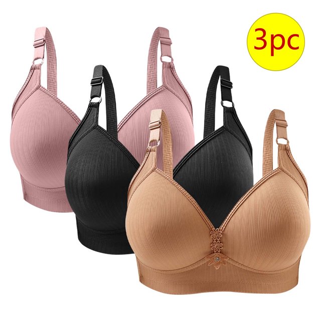Bras for Women, 3PC Womans Solid Color Daily Bra Without Steel Ring Gathering Bras