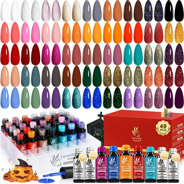 Set de esmaltes de uñas en gel Lavender Violets, 49 unidades con 45 colores