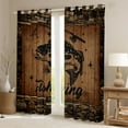 thumbnail image 2 of Homewish Big Pike Fish Black Out Curtains,Rustic Farmhouse Cabin Curtains Pack of 2 (42x63 Each),Hunting And Fishing Bedroom Curtains For Teens,Super Cozy Room Decor, 2 of 6