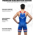 thumbnail image 3 of Exxact Sports Sublimated Men's Wrestling Singlet, High-Performance Powerlifting Singlet, Wrestling Singlets for Men (A2XL, Royal Blue USA), 3 of 7