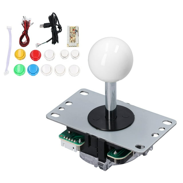 QM070901 Kits de joystick para juegos de arcade Juego de arcade con retardo cero Piezas del kit de bricolaje con tablero codificador Joystick de 10 botones para MAMEColor mezclado (blanco)