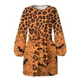 thumbnail image 3 of Yuyamidu Cobweb Long Sleeve Dress Bat Flowy Swing Dresses for Women Size L Leopard Print Casual A-Line Dress Halloween Crew Neck Tie Waist Dresses for Spring Fall Winter, 3 of 7
