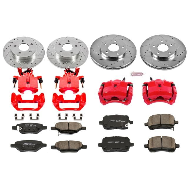 PowerStop Front and Rear Z23 Evolution Sport Brake Pad and Rotor Kit with Red Powder Coated Calipers Fits: CHEVROLET PONTIAC Select Models KC1618