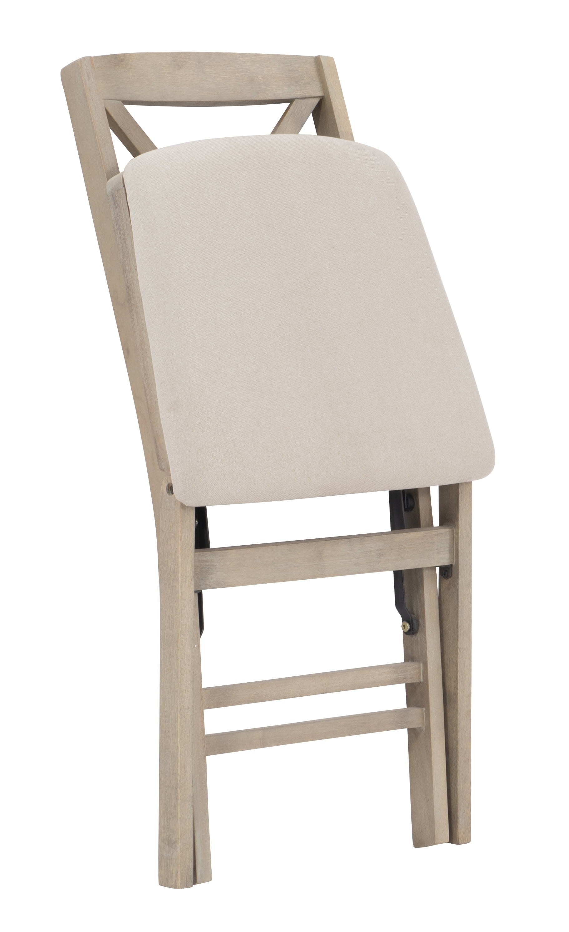 Linon Marlin Folding Dining Chair, Set of 2, Graywash/Beige
