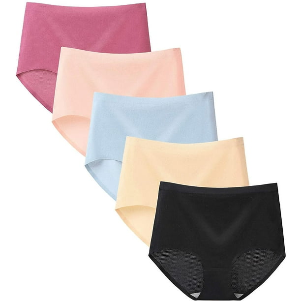 Women's Underwear High Waist Ice Silk Seamless Breathable Briefs ...