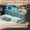 thumbnail image 3 of Mirightone Full Platform Bed with Desk and Storage, Wood Daybed with Charging Station, Upholstered Headboard & Light for Teens Adults, Grey, 3 of 8