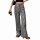 thumbnail image 1 of Pantalones Vaqueros Holgados Y2K Tiro Medio, Estilo Boyfriend, con Estampado Leopardo y Pernera , Estilo Vaquera con Parches y Bolsillo para Mujer. Estampado de Leopardo S, 1 of 9