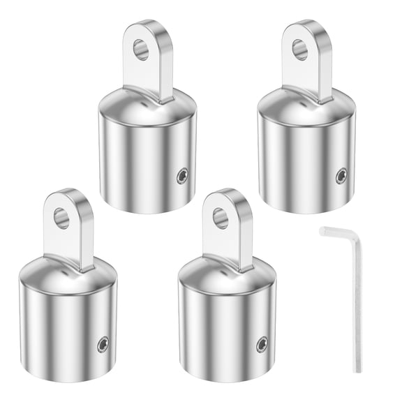 4Pcs Bimini Top Eye End Cap Set 316 Stainless Steel Weather Resistant Boat Bimini Top Fitting with Hex Wrench for Boat Yacht RV 1 Inch OD Tubes