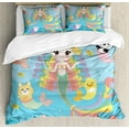 thumbnail image 1 of Cartoon Duvet Cover Set Queen Size, Illustration of Colorful Funky Characters Underwater Bubbles and a Mermaid, Decorative 3 Piece Bedding Set with 2 Pillow Shams, Multicolor, by Ambesonne, 1 of 3