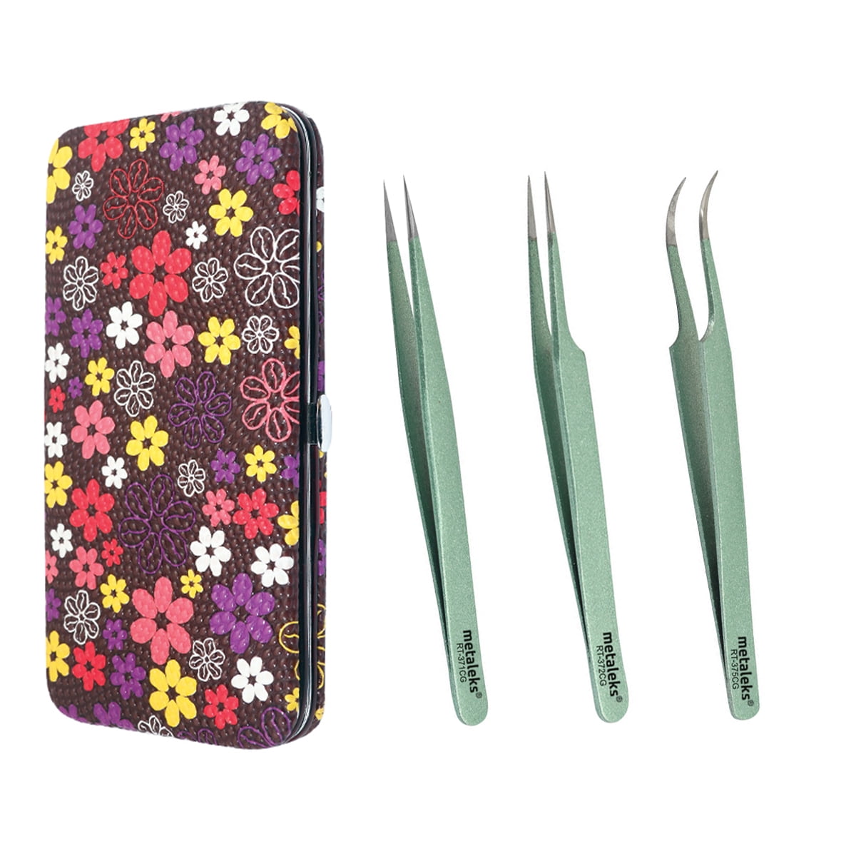 3Pcs Kit of Eyelash Extension Tweezers In Multi Color Magnetic Kit - Made In Surgical Stainless Steel