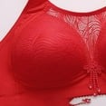 thumbnail image 5 of WCJM Woman Cotton Red Ending Bra Women'S Wireless Plus Size Lace Bra Full Coverage Unlined Cotton Bra, 5 of 7