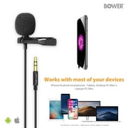 Bower Professional Lavalier Lapel Microphone Omnidirectional Condenser 3.5mm Mic for iPhone Android Smartphone, Recording Mic for YouTube, Interview, Video