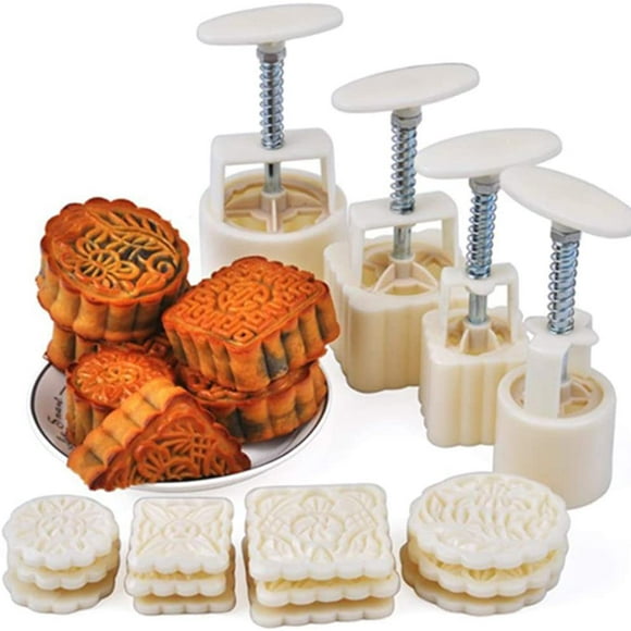 Emporte-pièces Moule à Biscuits pour Gâteau de Lune, Pression Manuelle Bricolage Id Décor de Festival d'Automne Outil de Pâtisserie Moule à Gâteau de Lune Coupe-Lune pour Bombes de Bain (Cartmoon (53G+60G))