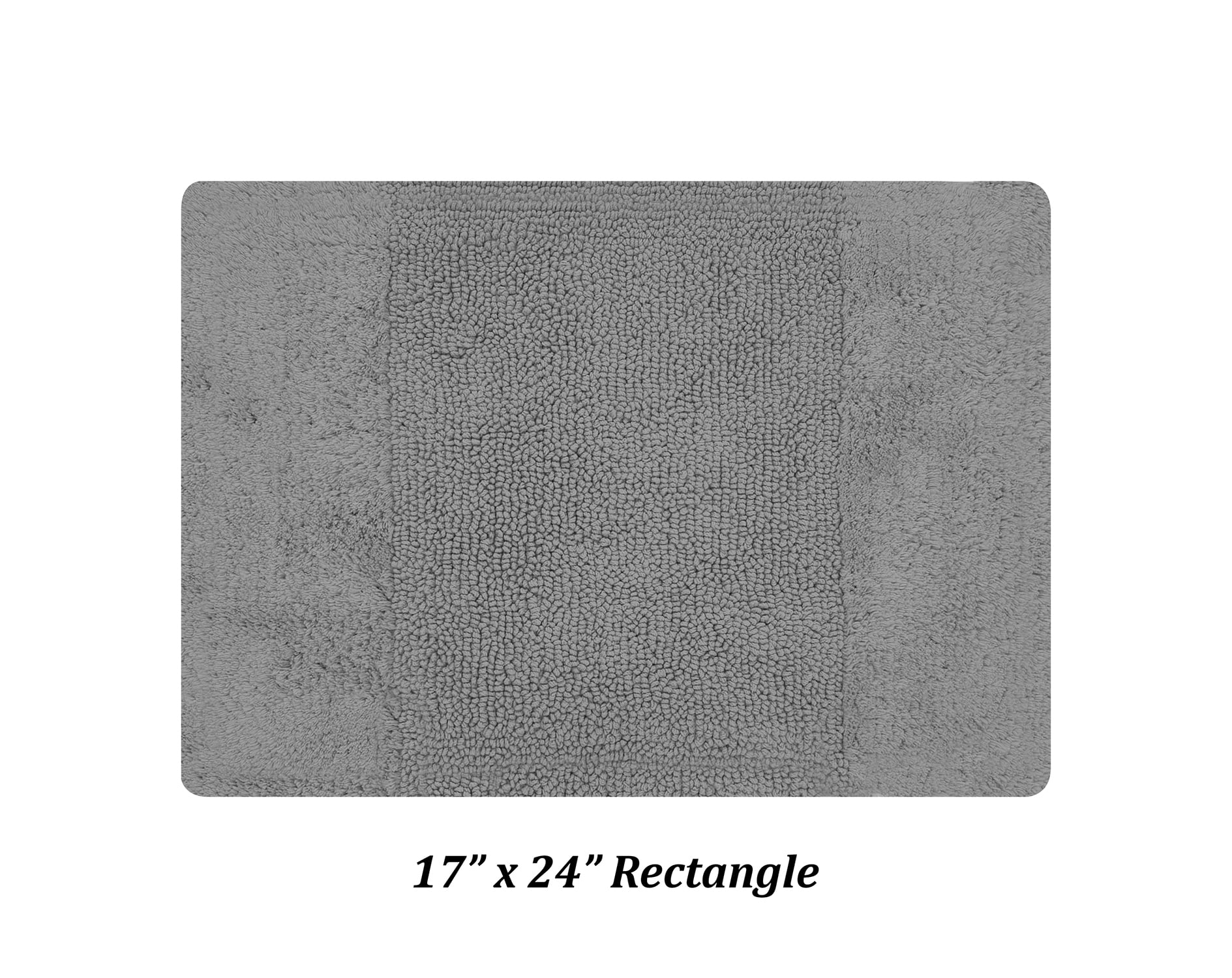 Better Trends 17" x 24" Bathroom Rug 100% Cotton Bath Rug Water Absorbent & Spray Latex Backing Bath Mat (Gray) Granada Collection
