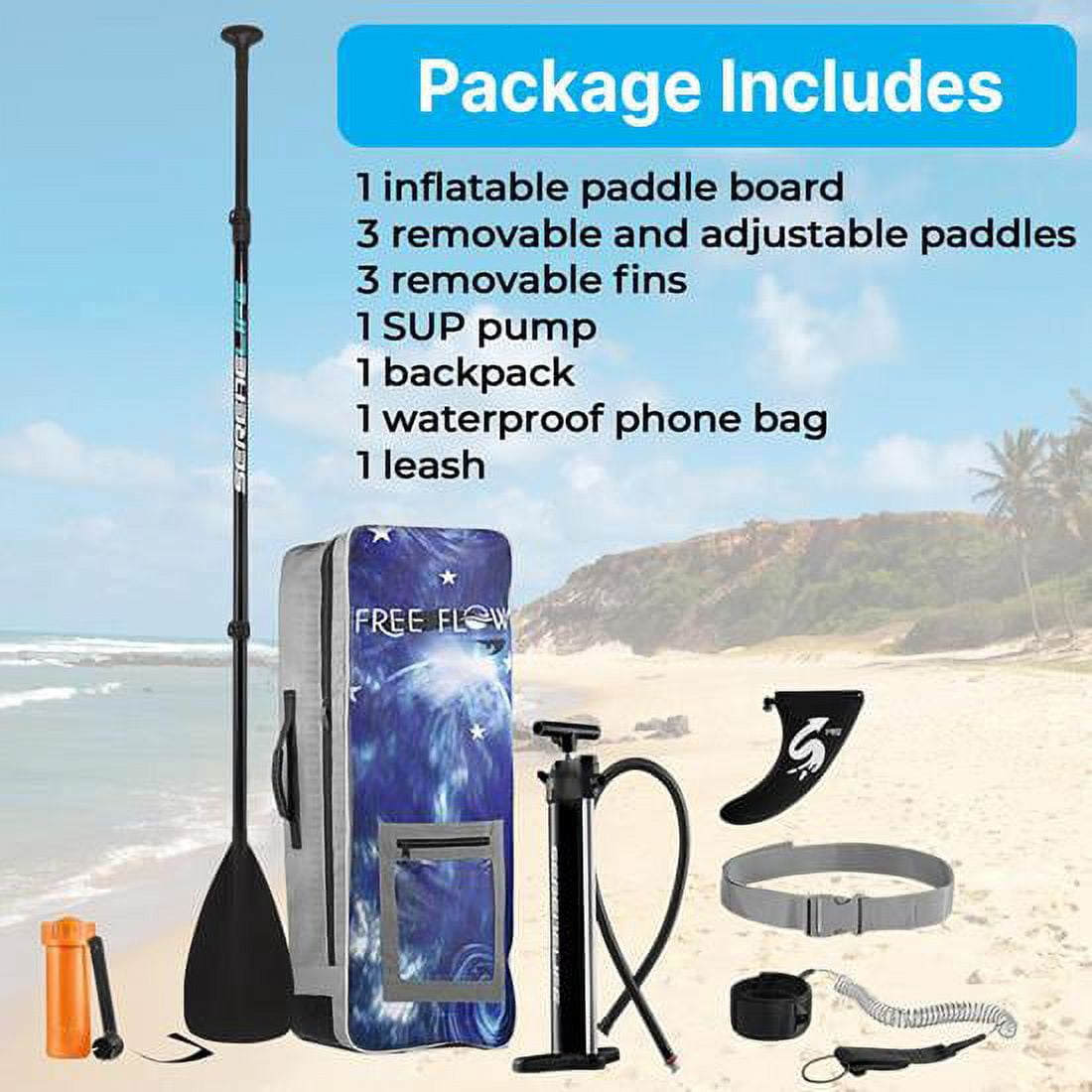 SereneLife Inflatable Stand Up Paddle Board (6 Inches Thick) with Premium SUP Accessories & Carry Bag | Wide Stance, Bottom Fin for Paddling, Surf Control, Non-Slip Deck | Youth & Adult Standing Boat