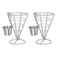 thumbnail image 1 of BESTONZON 2 Soportes para Papas Fritas Clásicos con Cono y Vaso para Salsas, Exhibidor de Alimentos, Ideal para Cocina, Restaurante o Buffet, 1 of 7
