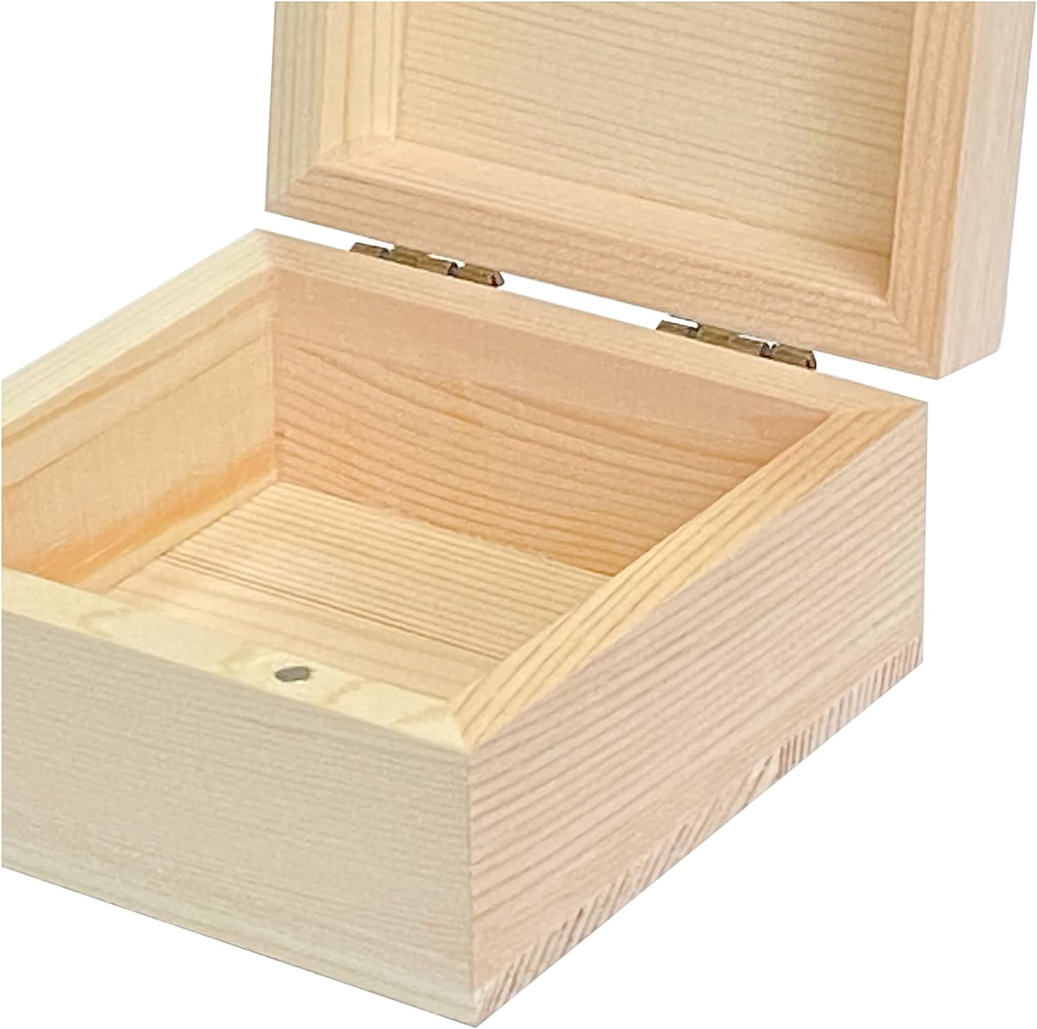4 Pack Unfinished Wooden Boxes with Hinged Lids,Bexikou Wood Storage Boxes to Paint,Small Craft Unpainted Box for DIY Craft Home Storage Art Project