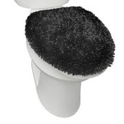 TOWN & COUNTRY BASICS Spa Step Noodle Solid Bathroom Toilet Lid Cover, Plush, Soft, and Absorbent, Machine Washable, Black, 18.5"x19.6"