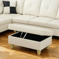 thumbnail image 6 of 34" Wide Faux Leather Vegan Leather Rectangle Tufted Hinged Flip-Top Storage Ottoman, Ottoman Bench, 6 of 6