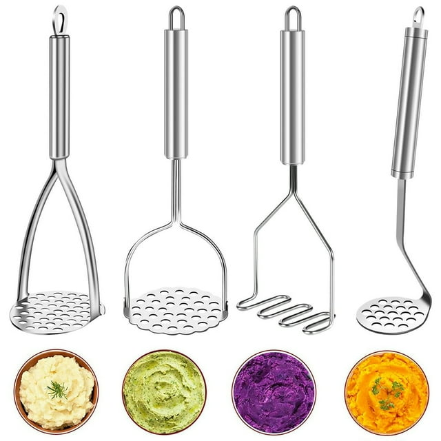 MesaSe 4 Pack Stainless Steel Potato Masher Baby Food Masher Kitchen Cooking Gadget