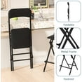 thumbnail image 6 of Folding Bar Stool with Backrest Leather Padded Portable Folding Stool Chair Counter Height Foldable Collapsible Stool for Kitchen Bar 2 Pack (Black, 25" H 2Pack), 6 of 9