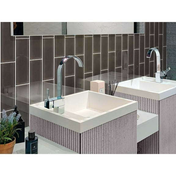 Apollo Tile   12 Pack 4-in x 16-in Dark Gray Rectangular Subway Glossy Finished Glass Mosaic Wall Tile (5.33 sq ft/case)