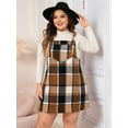 thumbnail image 3 of Women'S Plaid Plus Size Fall Winter Adjustable Straps Casual Sleeveless Pinafore Dresses with Pockets Brown XXXL, 3 of 6