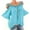 Blue, variant on Women Casual Loose Summer Top Solid Color Off-Shoulder Flared Sleeve Fashion Blouse