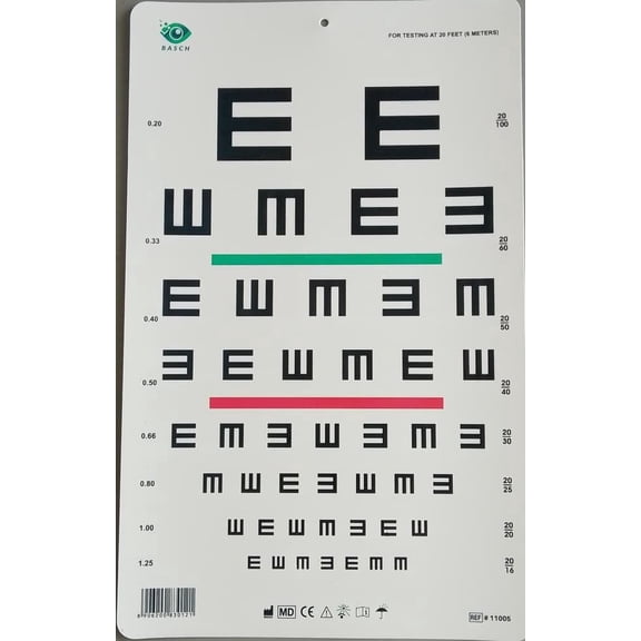 BASCH Tumbling E with Red Green Bar Visual Acuity Test 3m / 10ft