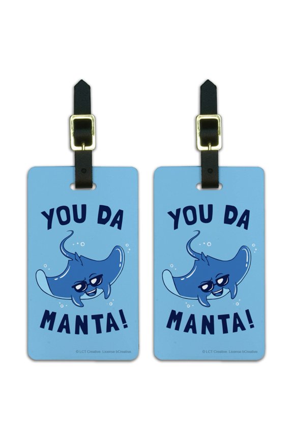 You Da Manta Ray Cool Man Funny Humor Luggage ID Tags Suitcase Carry-On Cards - Set of 2