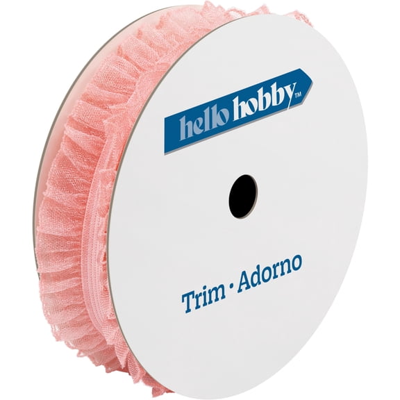 Hello Hobby Light Pink Ruffle Elastic Sewing Trim, 7/8 Inch x 3 Yard