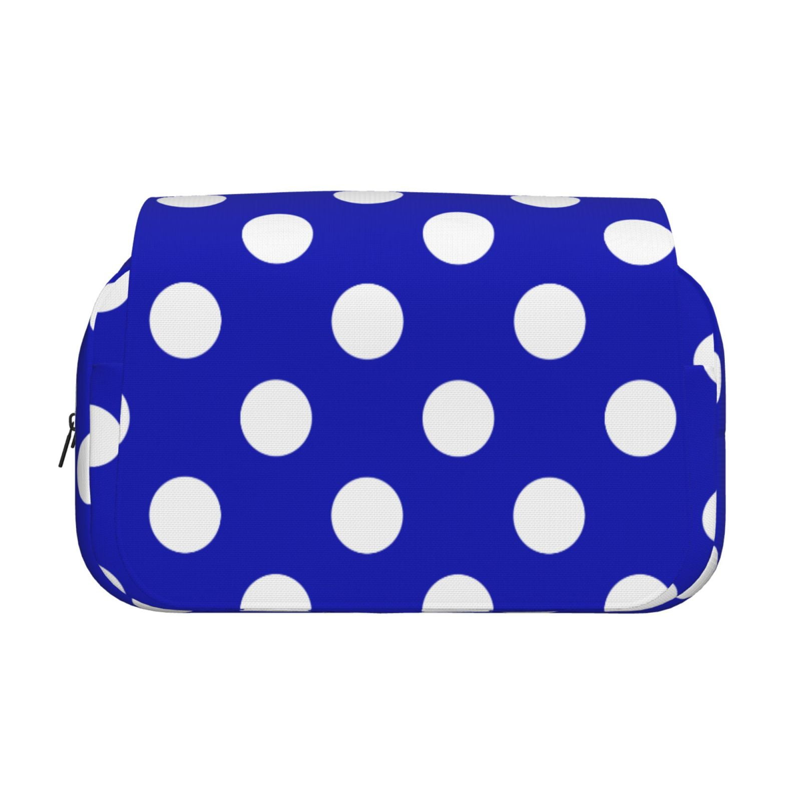 Rateoe Blue And White Polka Dot Pattern Double Clamshell Pen Case, Storage Organizer with Two Zipper Compartments– Holds Up to 50 Pencils & Pens