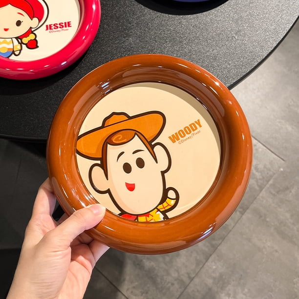 Plato de cerámica Buzz Lightyear, platos domésticos, plato redondo de alto valor, plato de desayuno para niños, vajilla bonita, novedad de 2024