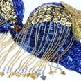 thumbnail image 3 of Sujetador de danza del vientre con borlas y lentejuelas para mujer Azul, 3 of 6